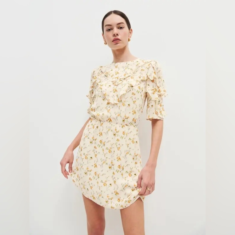 NWT Reformation Malachi Floral Mini Dress in Julius Cream Size 8 - Picture 3 of 11